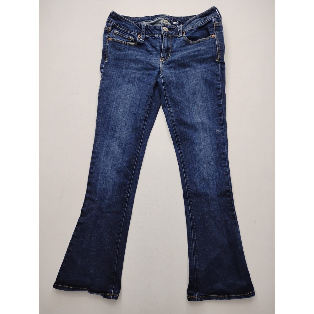American Eagle Skinny Kick Jeans sequin pocket Womens size 10 Short Dark Wash